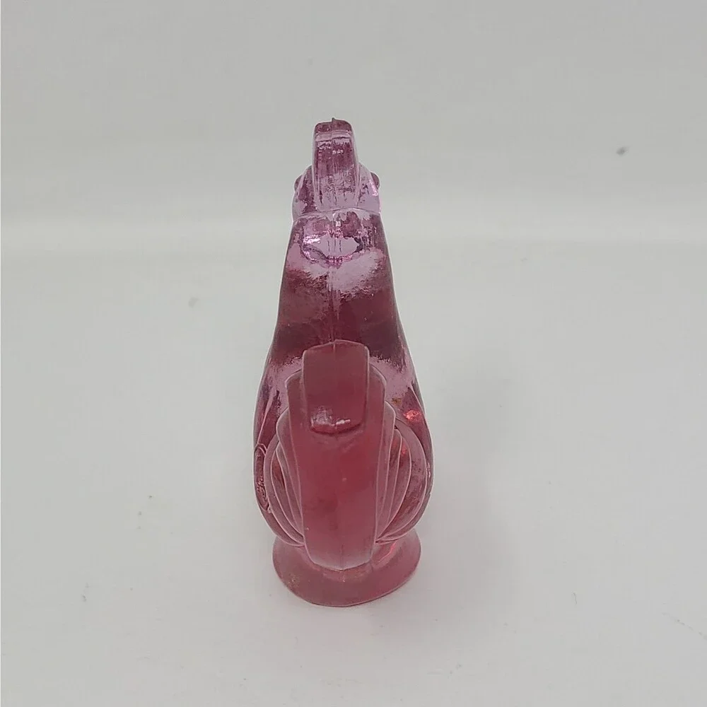 Vintage Fenton Glass Pink Rooster Figurine 3” Art Glass Animal